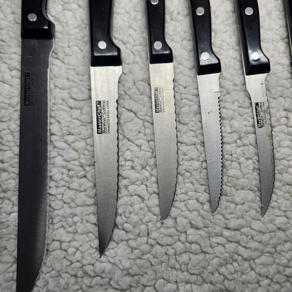 Master Chef Duracut 12 Pc Knife Block Set Santoku Stainless Steel Cooking Sharp